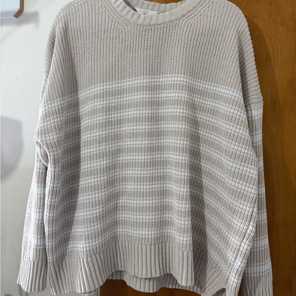 Cozy Beige Striped Sweater